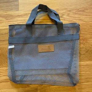 NWOT gray mesh storage bag - perfect as college shower tote